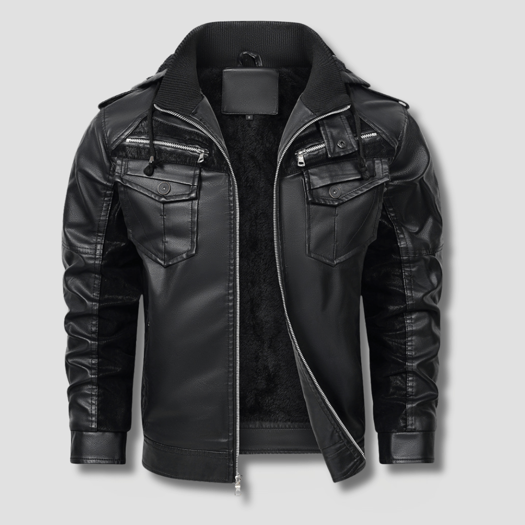 Falcon Fleeced Hooded Moto Jacket - Timeless Crafted