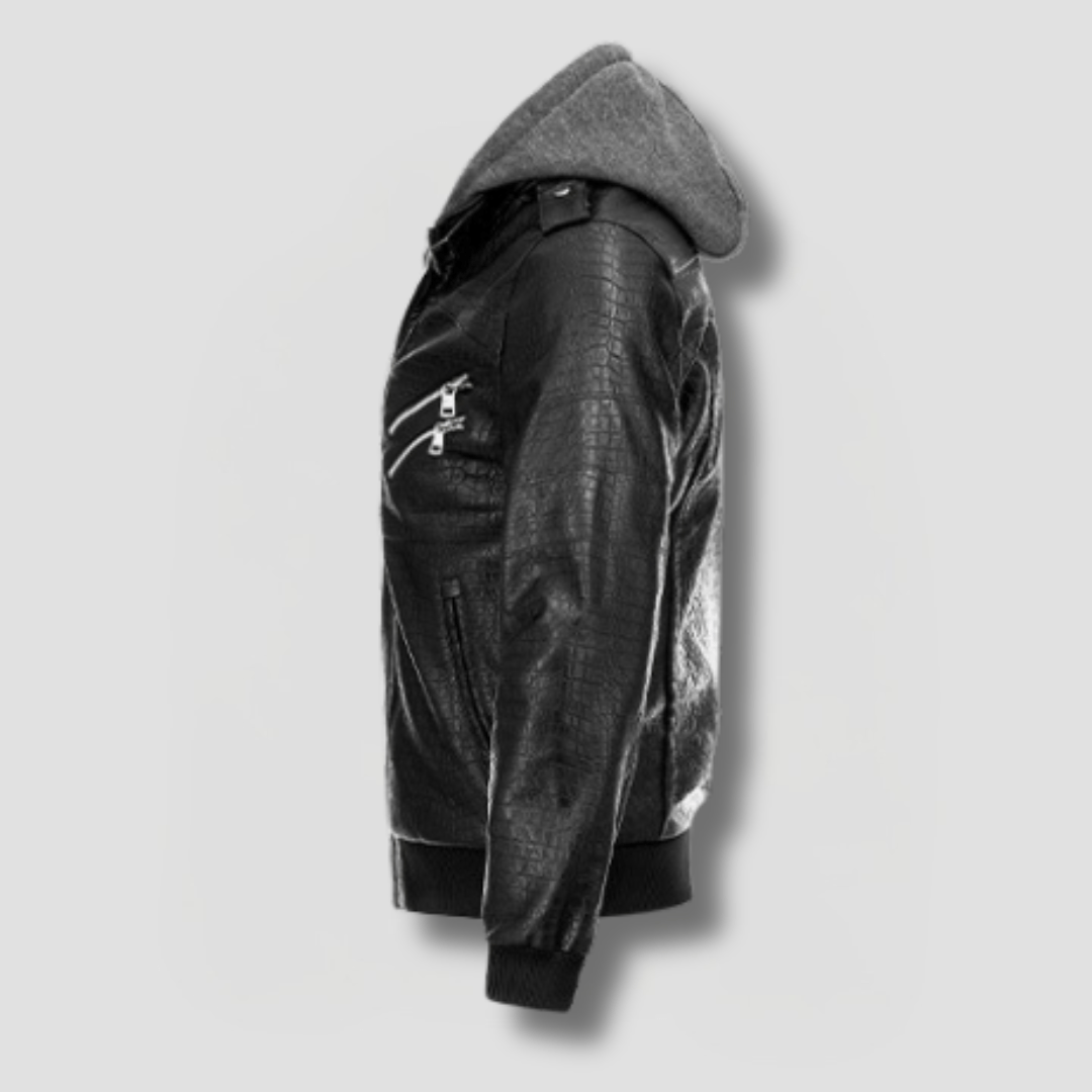 Caiman Hooded Moto Jacket - Timeless Crafted