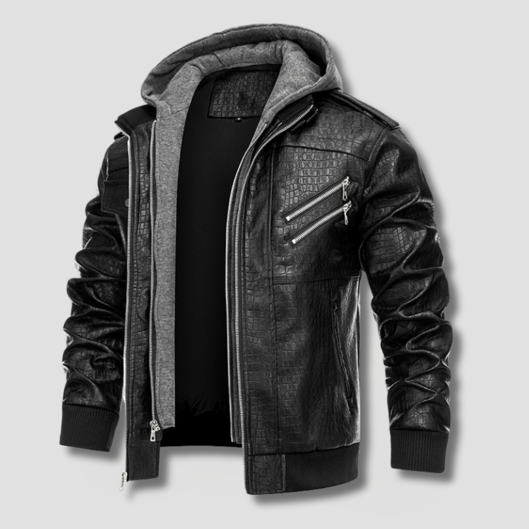 Caiman Hooded Moto Jacket - Timeless Crafted