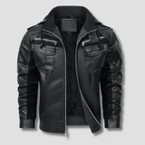 Falcon Fleeced Hooded Moto Jacket - Timeless Crafted
