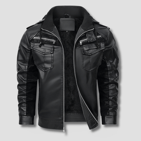 Falcon Fleeced Hooded Moto Jacket - Timeless Crafted