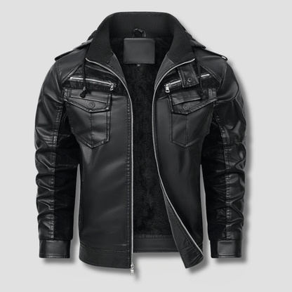 Falcon Fleeced Hooded Moto Jacket - Timeless Crafted
