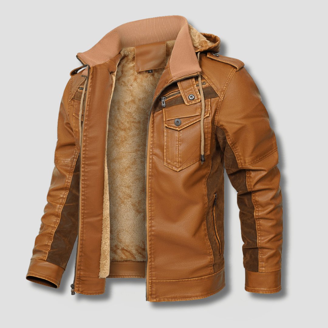 Falcon Fleeced Hooded Moto Jacket - Timeless Crafted