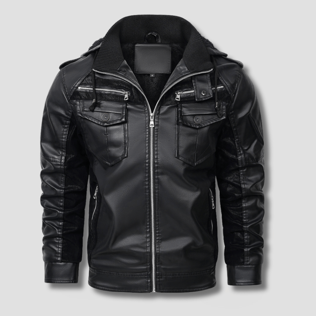 Falcon Fleeced Hooded Moto Jacket - Timeless Crafted