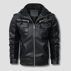 Falcon Fleeced Hooded Moto Jacket - Timeless Crafted