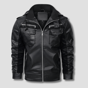 Falcon Fleeced Hooded Moto Jacket - Timeless Crafted