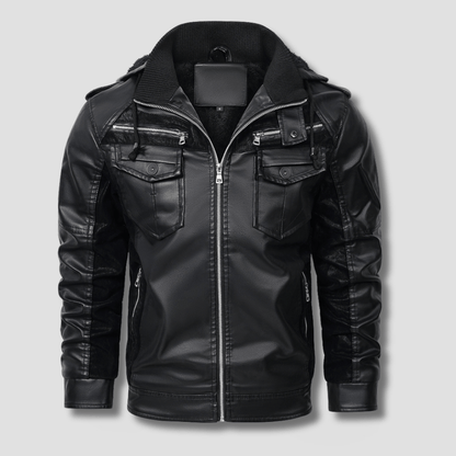 Falcon Fleeced Hooded Moto Jacket - Timeless Crafted