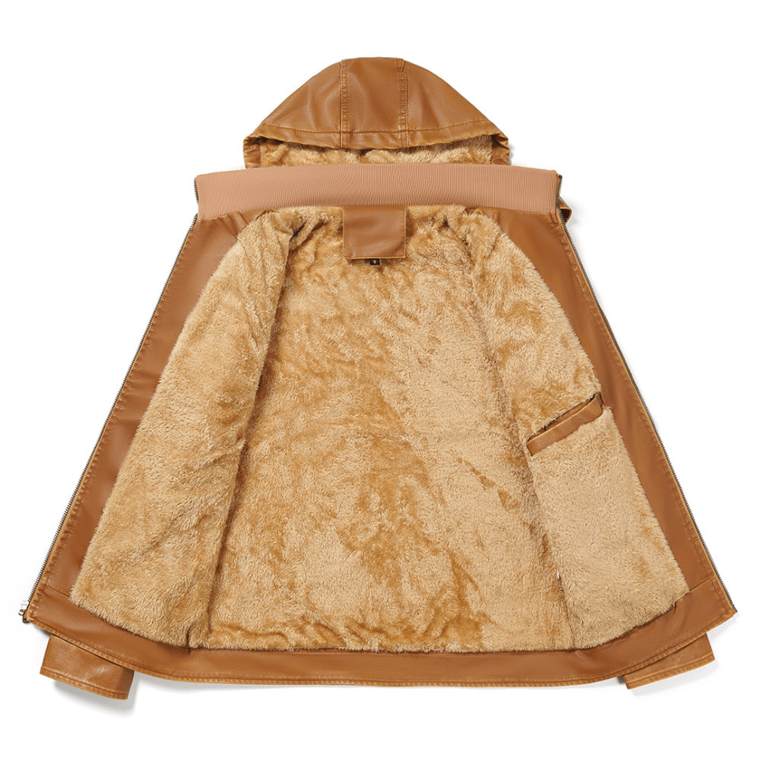 Falcon Fleeced Hooded Moto Jacket - Timeless Crafted