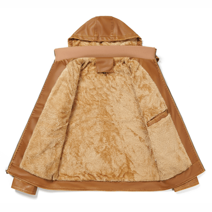 Falcon Fleeced Hooded Moto Jacket - Timeless Crafted