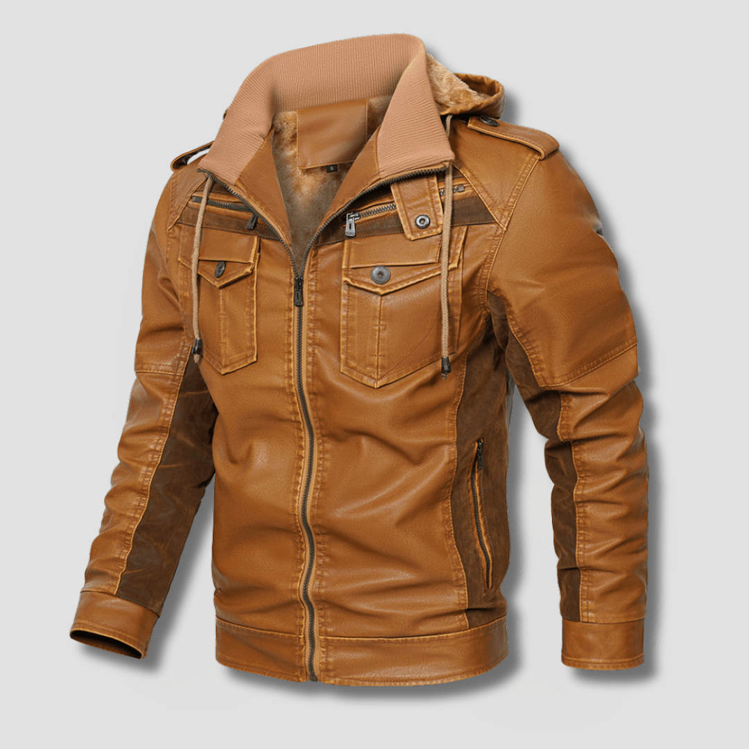 Falcon Fleeced Hooded Moto Jacket - Timeless Crafted