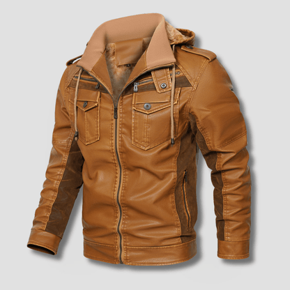 Falcon Fleeced Hooded Moto Jacket - Timeless Crafted
