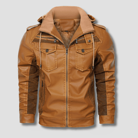 Falcon Fleeced Hooded Moto Jacket - Timeless Crafted