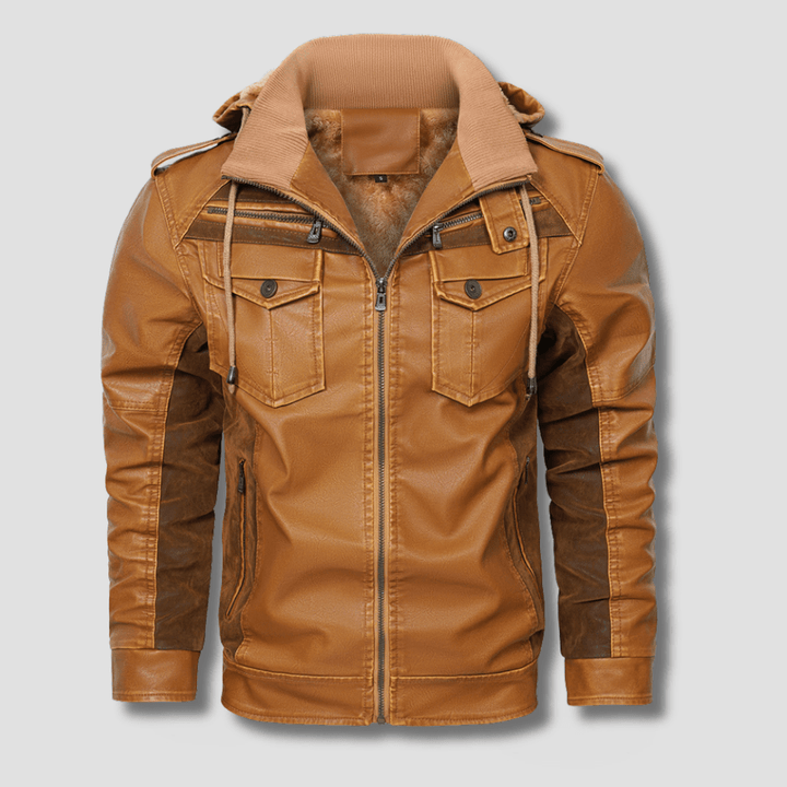 Falcon Fleeced Hooded Moto Jacket - Timeless Crafted