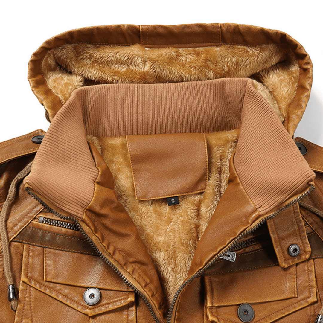 Falcon Fleeced Hooded Moto Jacket - Timeless Crafted