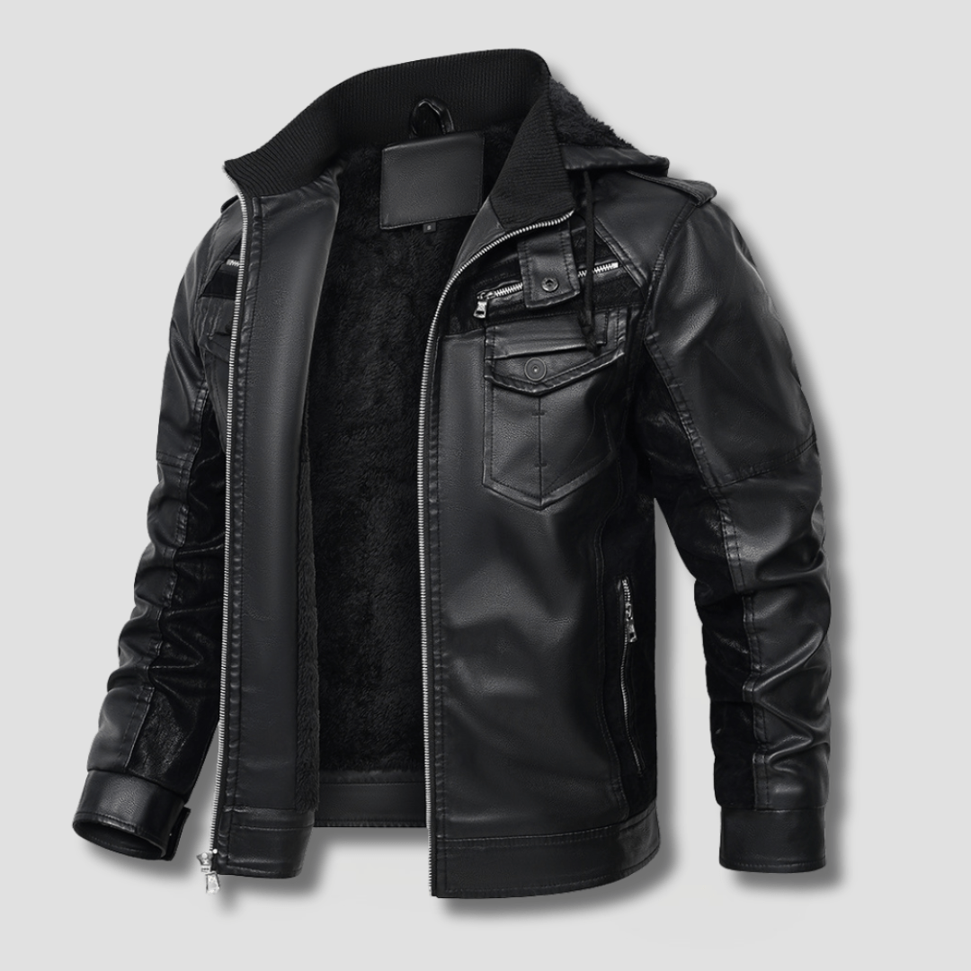 Falcon Fleeced Hooded Moto Jacket - Timeless Crafted