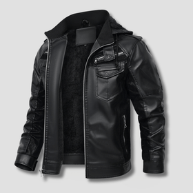 Falcon Fleeced Hooded Moto Jacket - Timeless Crafted