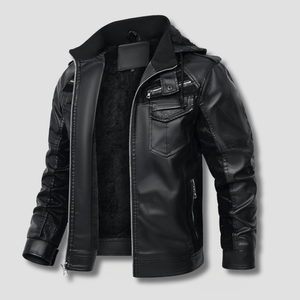 Falcon Fleeced Hooded Moto Jacket - Timeless Crafted