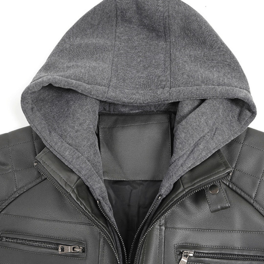 Gridline Hooded Moto Jacket - Timeless Crafted