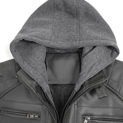 Gridline Hooded Moto Jacket - Timeless Crafted