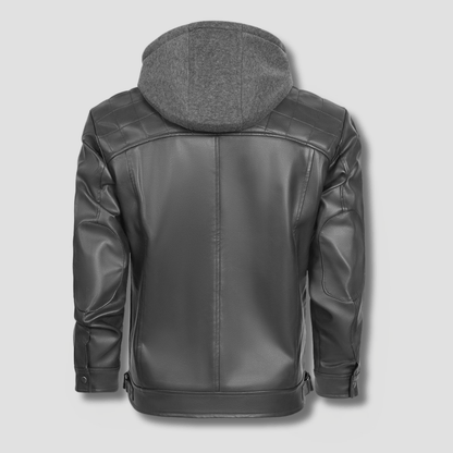 Gridline Hooded Moto Jacket - Timeless Crafted