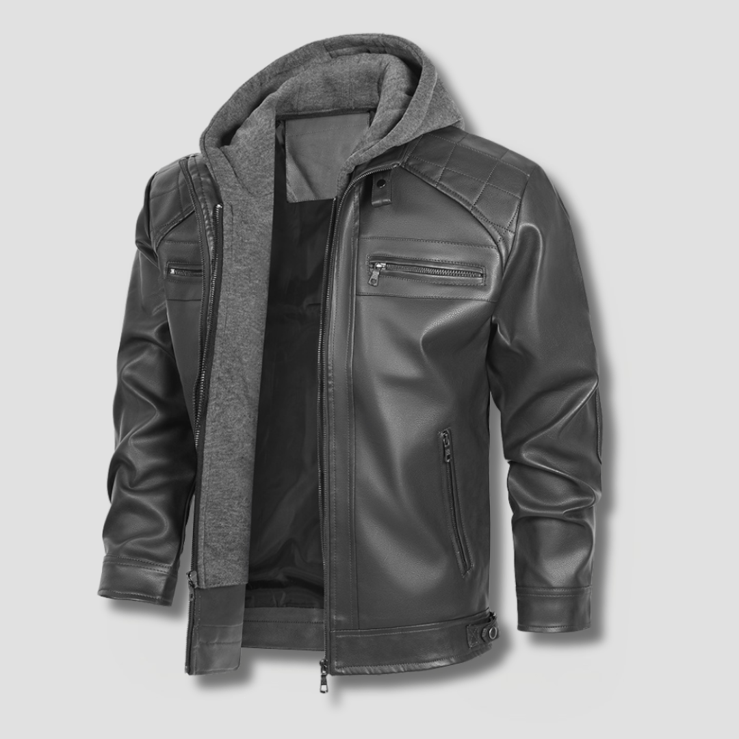 Gridline Hooded Moto Jacket - Timeless Crafted