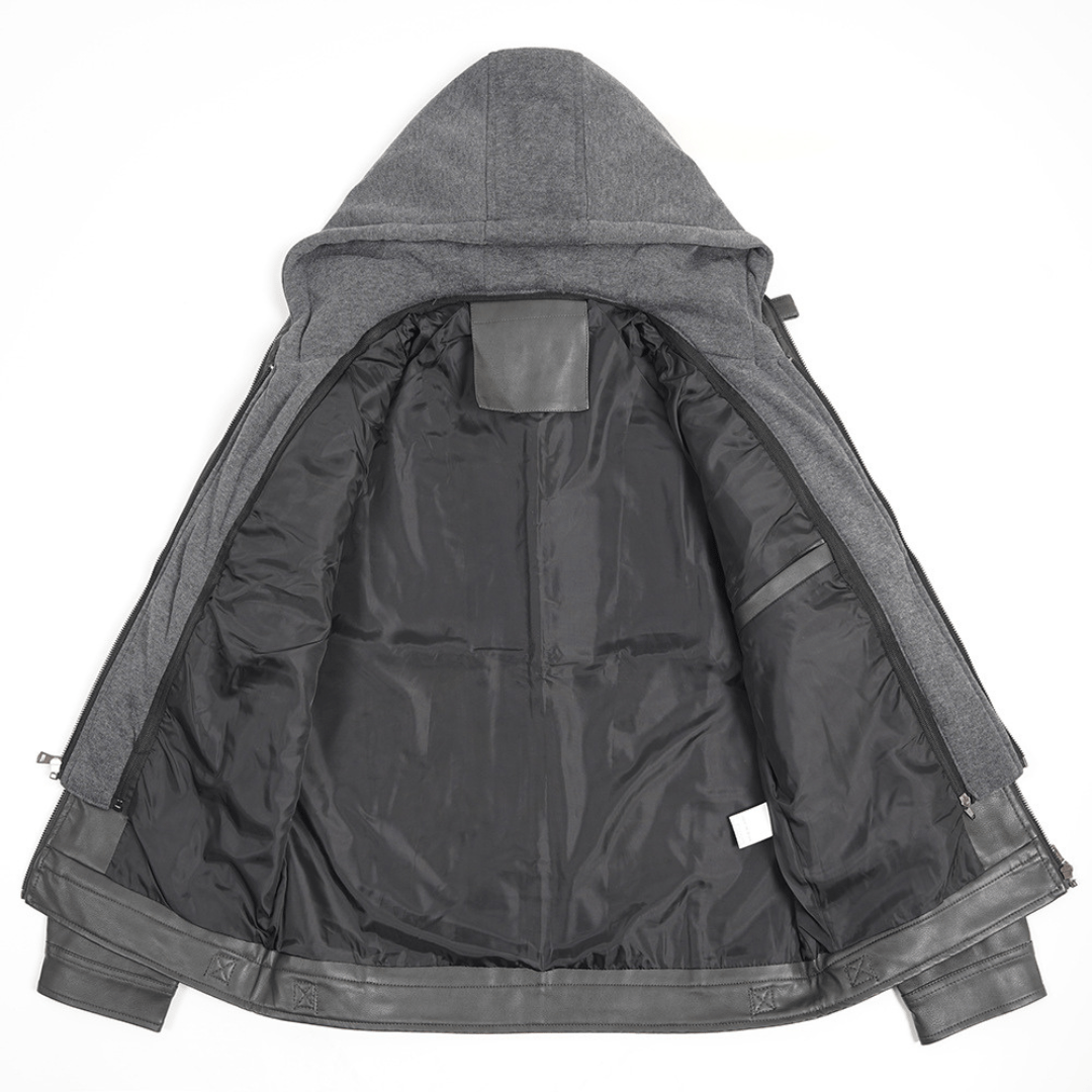 Gridline Hooded Moto Jacket - Timeless Crafted