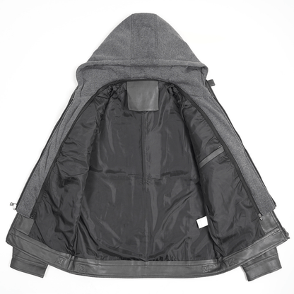 Gridline Hooded Moto Jacket - Timeless Crafted