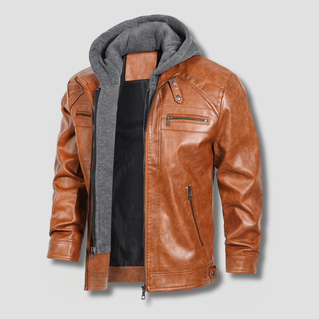 Gridline Hooded Moto Jacket - Timeless Crafted