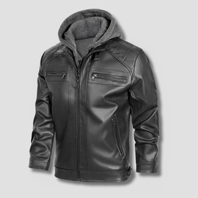 Gridline Hooded Moto Jacket - Timeless Crafted