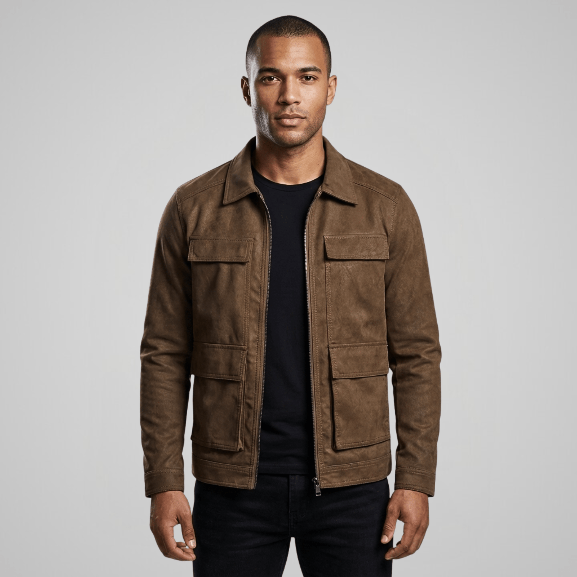 Outpost Faux Suede Utility Pocket Jacket - Timeless Crafted