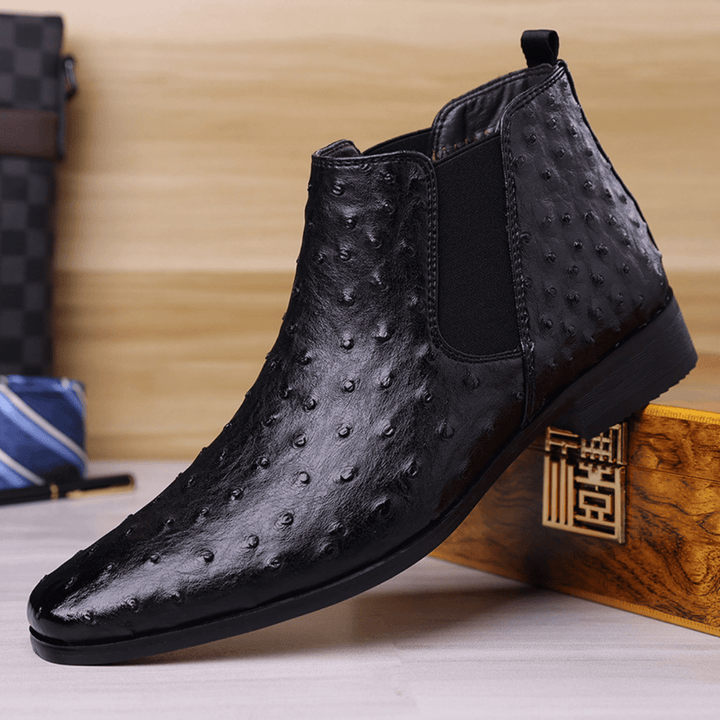 Quill Ostrich - Embossed Chelsea Boots - Timeless Crafted