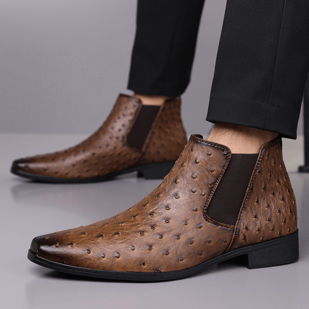 Quill Ostrich - Embossed Chelsea Boots - Timeless Crafted