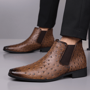 Quill Ostrich - Embossed Chelsea Boots - Timeless Crafted