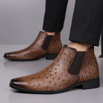 Quill Ostrich - Embossed Chelsea Boots - Timeless Crafted