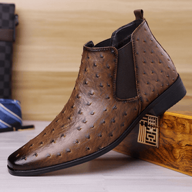 Quill Ostrich - Embossed Chelsea Boots - Timeless Crafted