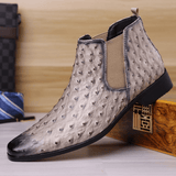 Quill Ostrich - Embossed Chelsea Boots - Timeless Crafted
