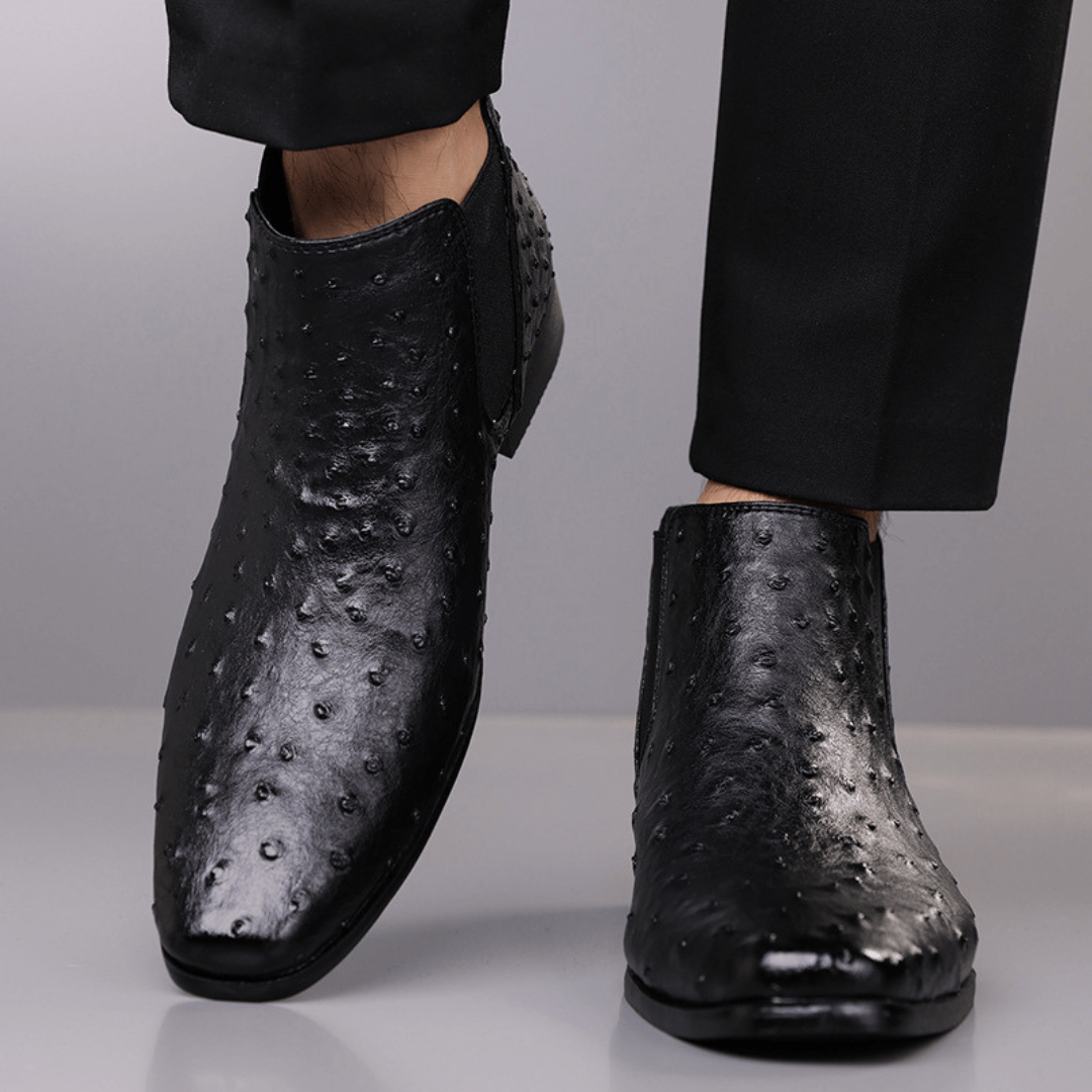 Quill Ostrich - Embossed Chelsea Boots - Timeless Crafted