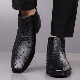 Quill Ostrich - Embossed Chelsea Boots - Timeless Crafted