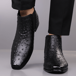 Quill Ostrich - Embossed Chelsea Boots - Timeless Crafted