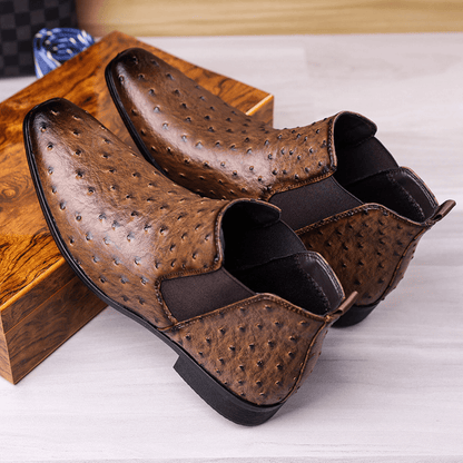 Quill Ostrich - Embossed Chelsea Boots - Timeless Crafted