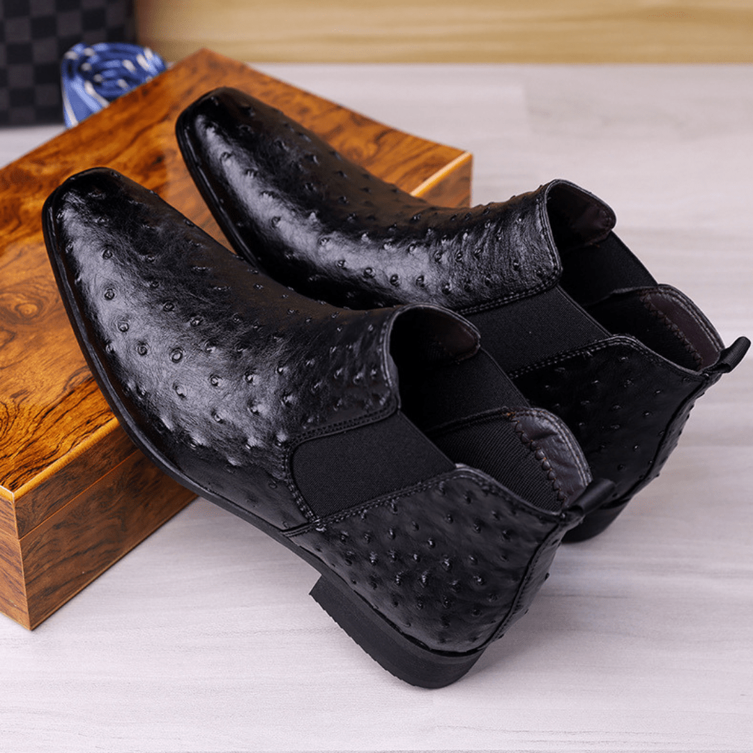 Quill Ostrich - Embossed Chelsea Boots - Timeless Crafted
