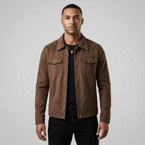 Sable Faux Suede Trucker Jacket - Timeless Crafted